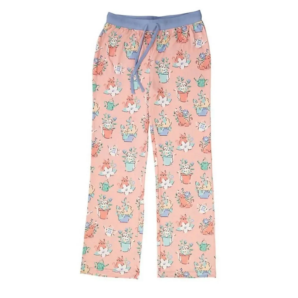 Nite Nite by Munki Munki Women’s 3X Cats in  Flower Pots Pajama Pants